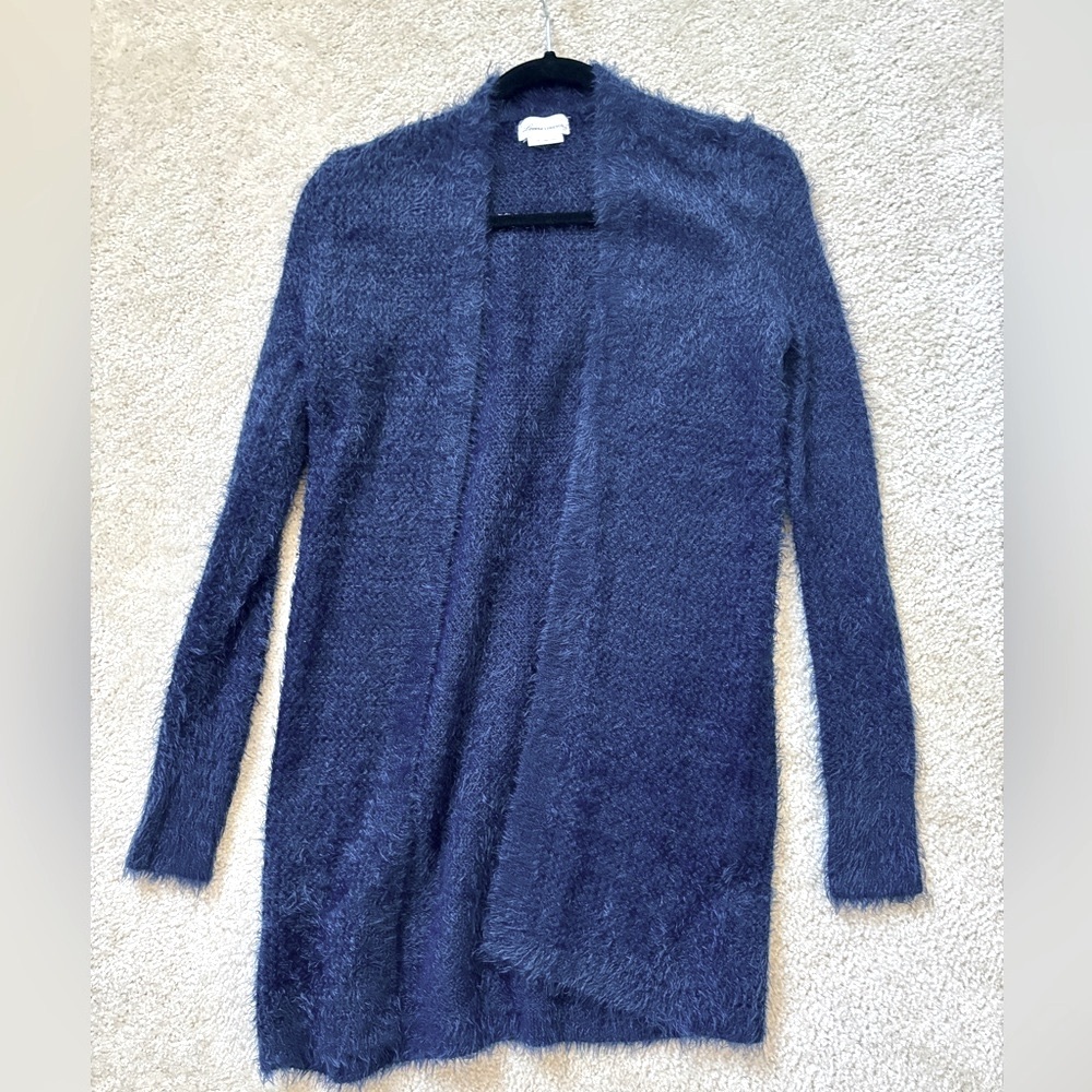 Lovers & Friends Women's Blue Fuzzy Eyelash Sweater Cardigan XXS